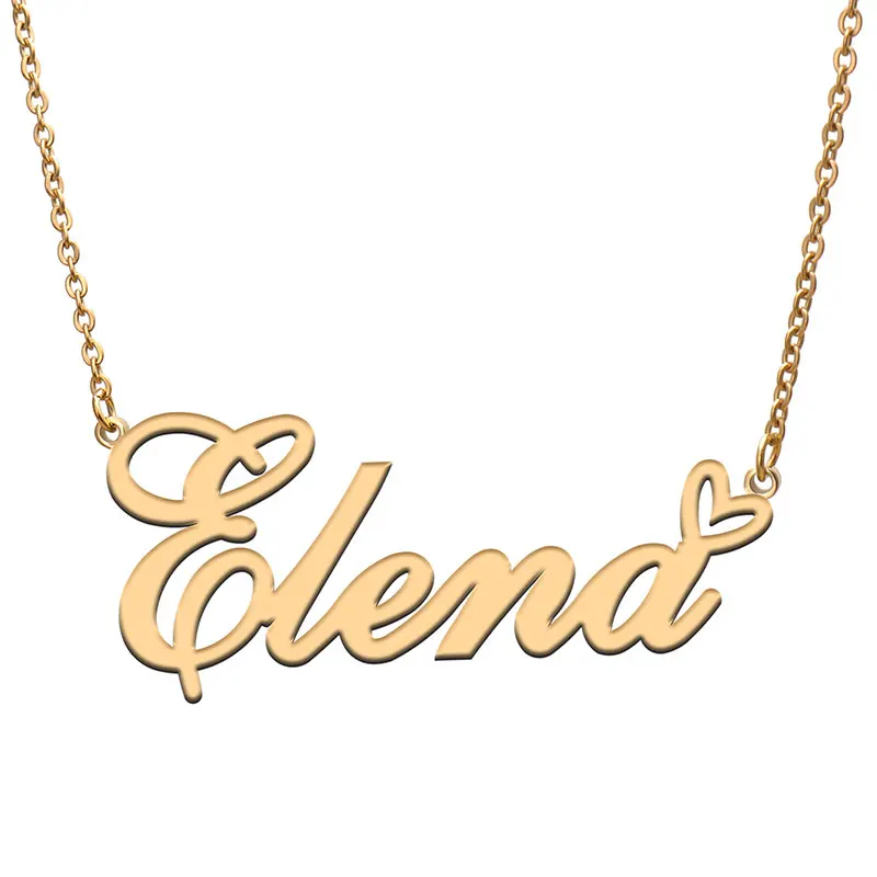 

Elena Name Love Heart Necklace for Women Stainless Steel Gold & Silver Nameplate Pendant Femme Mother Child Girls Gift