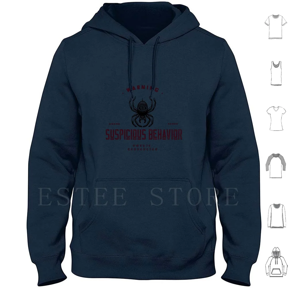 Warning : Suspicious Behavior Spider Hoodie Long Sleeve Suspicious Behavior Warning Spider Mysterious Gothic Goth Angry