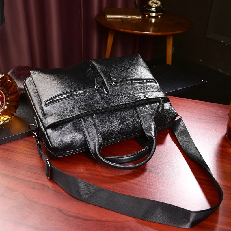Maletín de mensajero de cuero para hombre, bolso de negocios para IPad, bolso de mano para ordenador, 2023