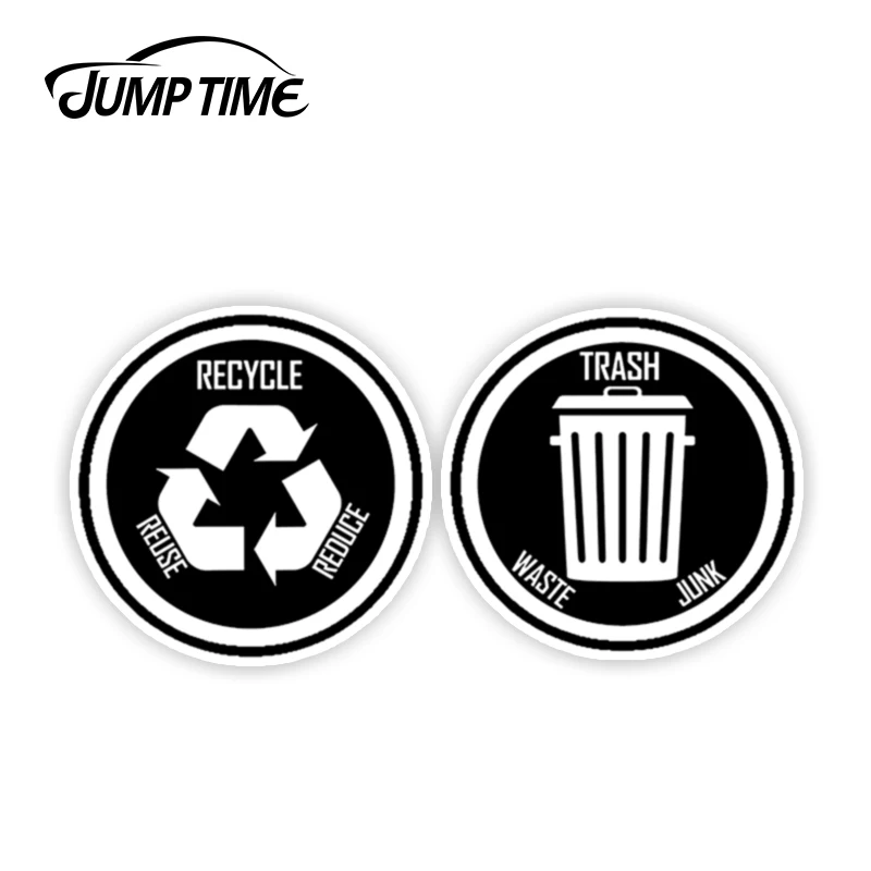 Jump Time 13cm x 7.5cm Recycle and Trash Decal Sticker for trash cans Car Truck Window Car Covers Car Assessoires