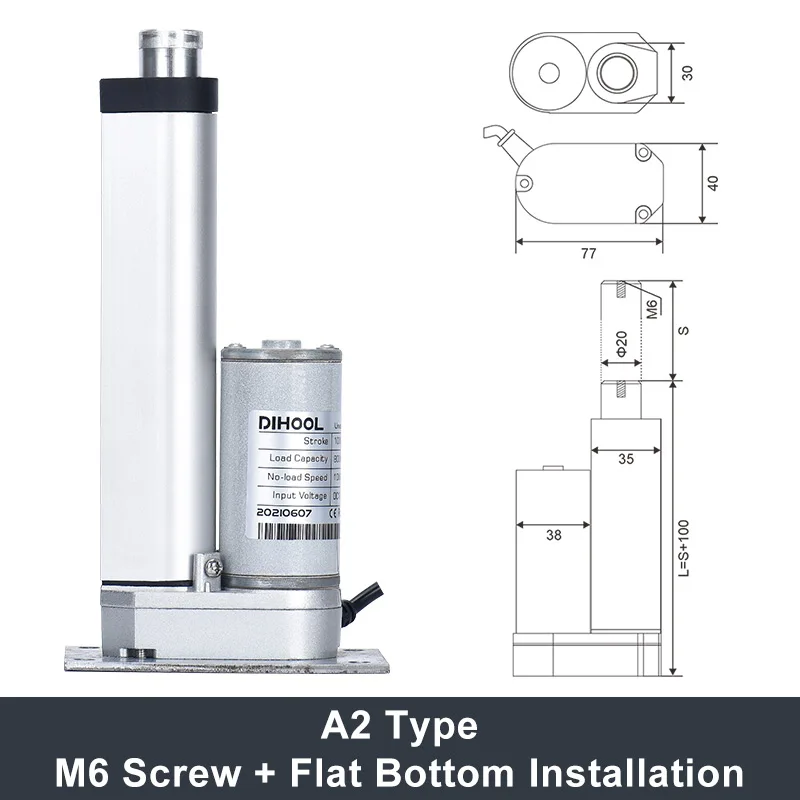 Electric Motor 24v DC Linear Actuator Drive Piston Metal Gear 50mm 600mm Stroke 1500N Load Lift Table Telescopic Rod Medical Bed