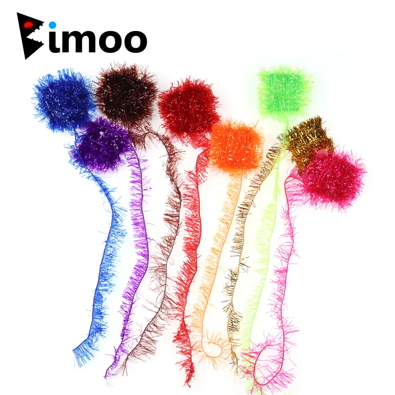 Bimoo 2 Bags 10mm Wide Crystal Flash Tinsel Hackle Flash for Fly Tying Streamer Egg Fly Salmon Fly Trout Salmon Lures