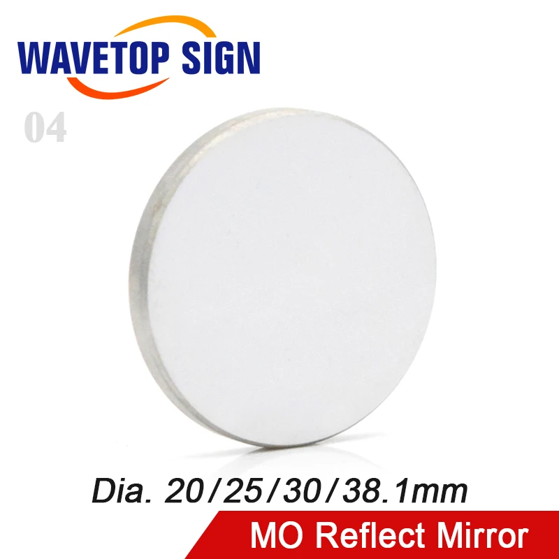 WaveTopSign 1Pcs Mo Reflective Mirror Dia. 20 25 30 38.1mm THK 3mm for CO2 Laser Engraving Cutting Machine