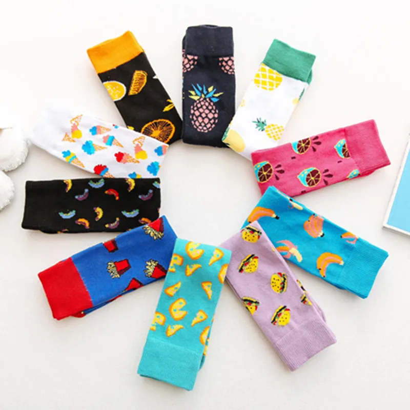 High Quality Fashion Children Socks Kids Banana Pineapple Fruit Print Funny Socks Boys Girls Knee High Socks for Children 3-12Y