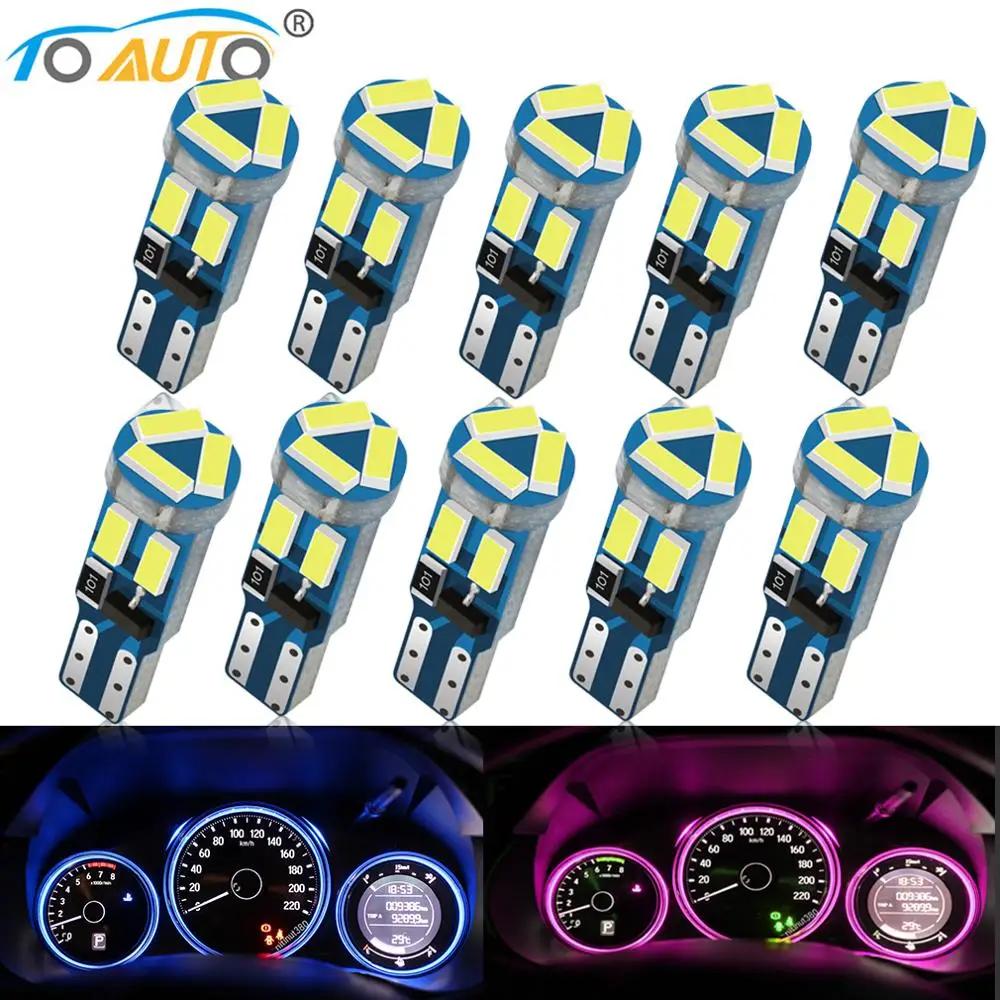 10 stücke T5 W3W W 1,2 W 27 74 86 206 7SMD 4014 Led Auto Innen Licht Auto Side Wedge LED Auto Instrument Lampe 12V Cluster Lichter