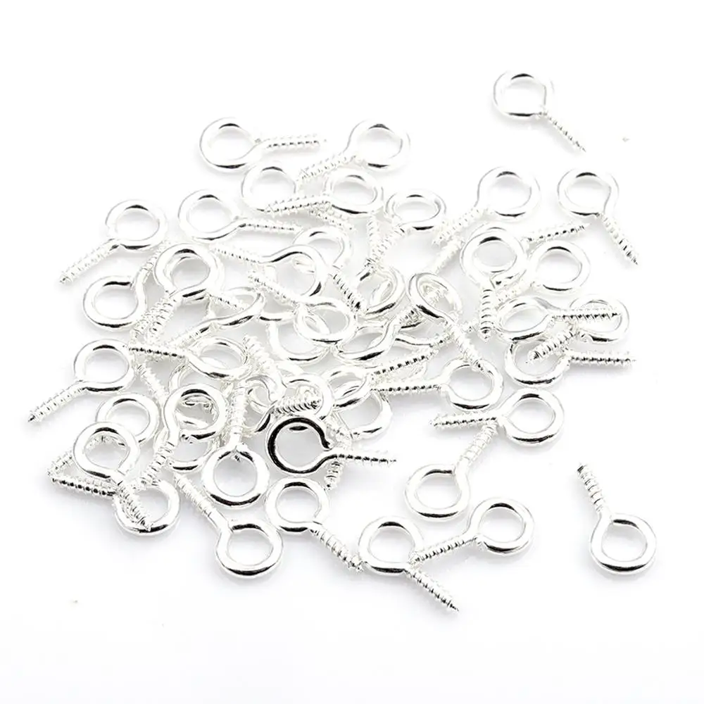 200 stücke Kleine Tiny Mini Auge Pins Nietstifte Haken Ösen Schraube Gewinde Gold Rhodium Umklammert Haken Für DIY Schmuck Machen erkenntnisse