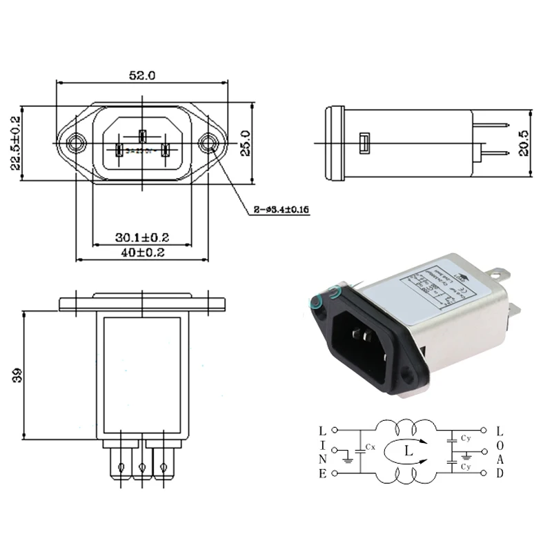 New IEC320 C13 C14 anti-interference fused filter socket CW 3A 6A 10A EMI power purifier switch socket for game player speaker