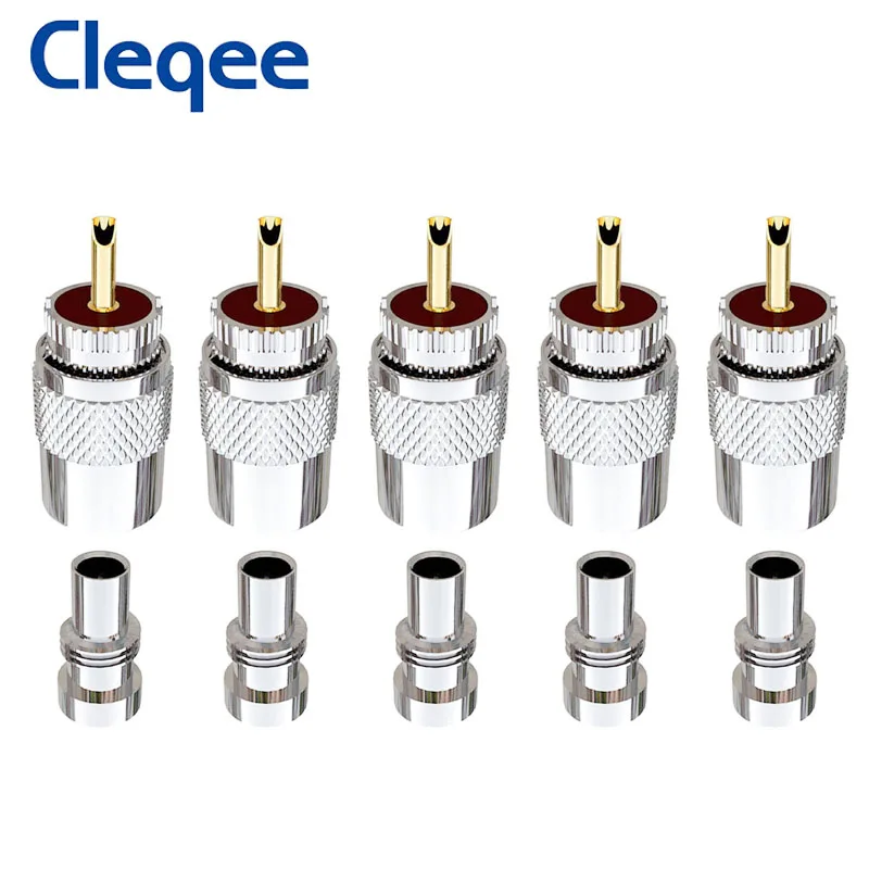 Cleqee-Adaptador de soldadura con reductor para Cable Coaxial, 10 Uds., UHF macho, PL259, RG8, RG213, LMR400, Conector de antena de Radio Ham