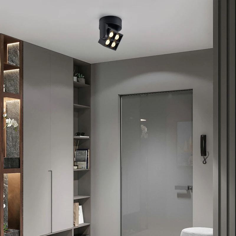 Dimmable Rotatable Angle SquareAnti-Glare LED spotlights COB Ceiling Surface mounted AC85-265V Bedroom Kitchen Indoor lighting