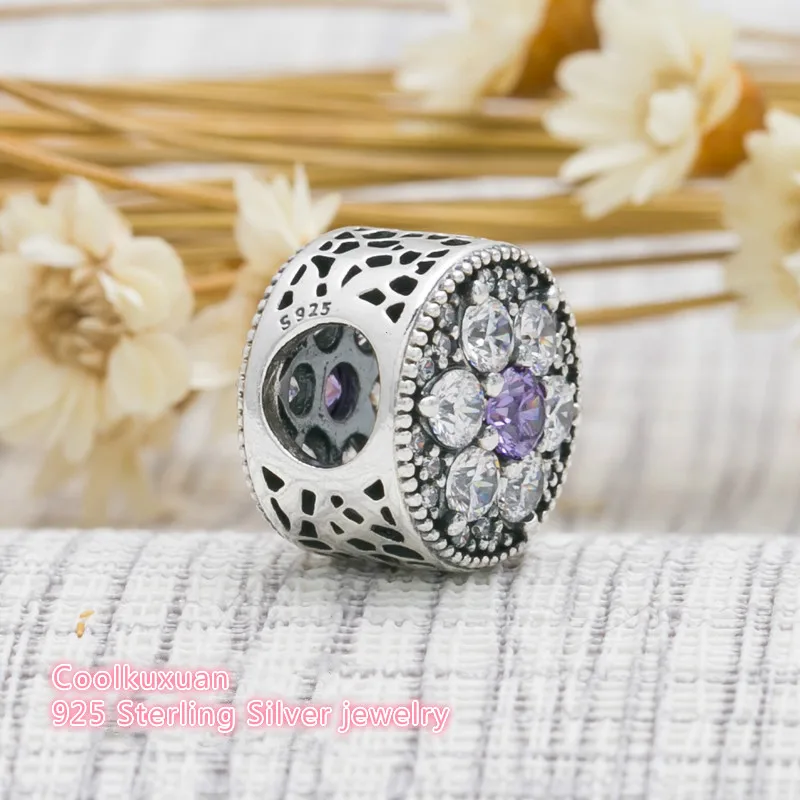  Spring Sparkling Cz Pave Forget me not Flower Charms Beads Original 925 Sterling Silver Brand Jewelry Fits Pandora Bracelet