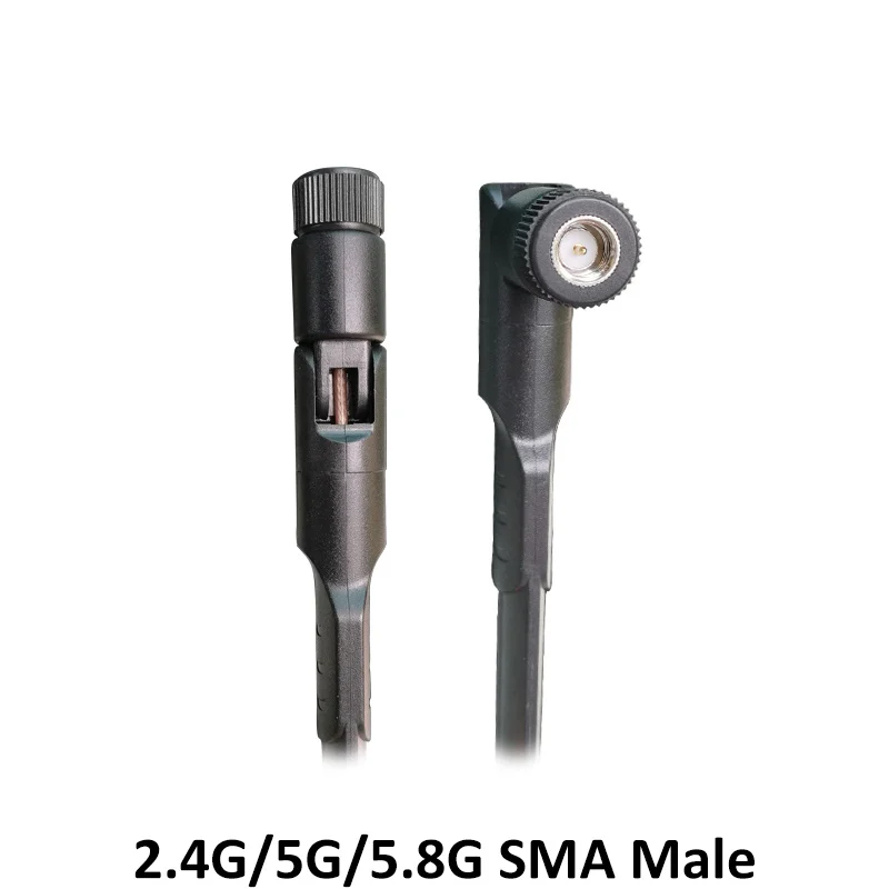 Antena WIFI de 2,4 GHz, 5GHz, 5,8 Ghz, IOT, 5dBi, conector macho SMA, Antena wi fi de doble banda, 2,4G, 5G, 5,8G + 21cm, Cable en espiral macho de RP-SMA