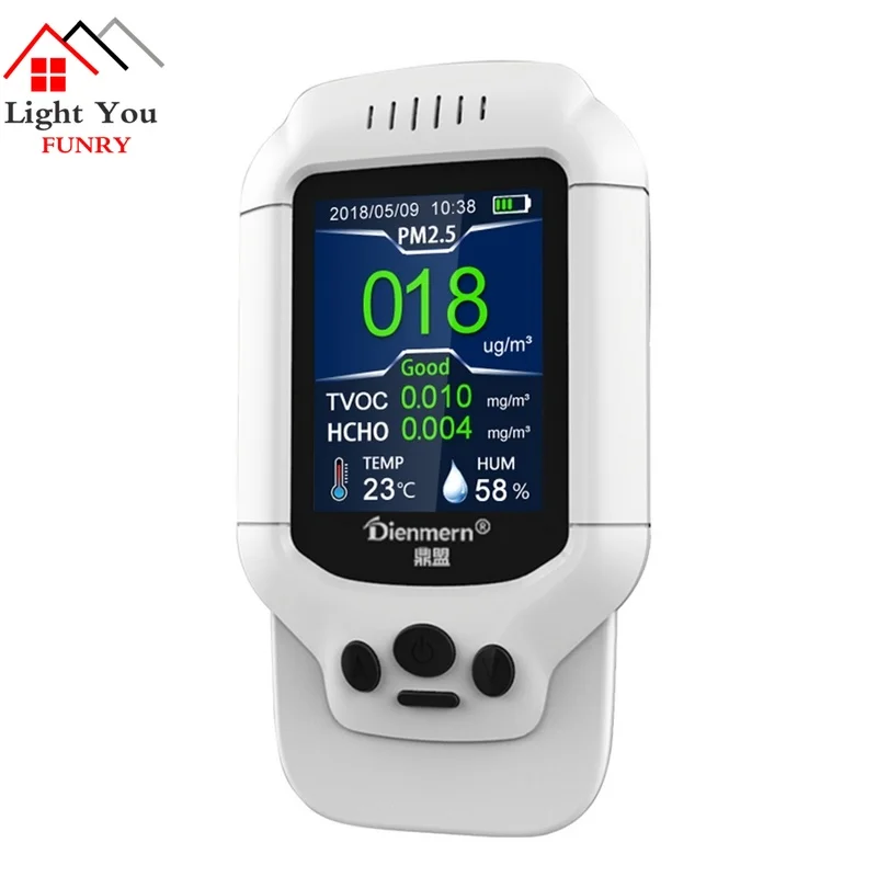 

PM1.0 PM2.5 PM10 Temperature Humidity Meter PM 2.5 Gas Analyzer Home Protection AQI Air Quality Monitor HCHO TVOC Detector