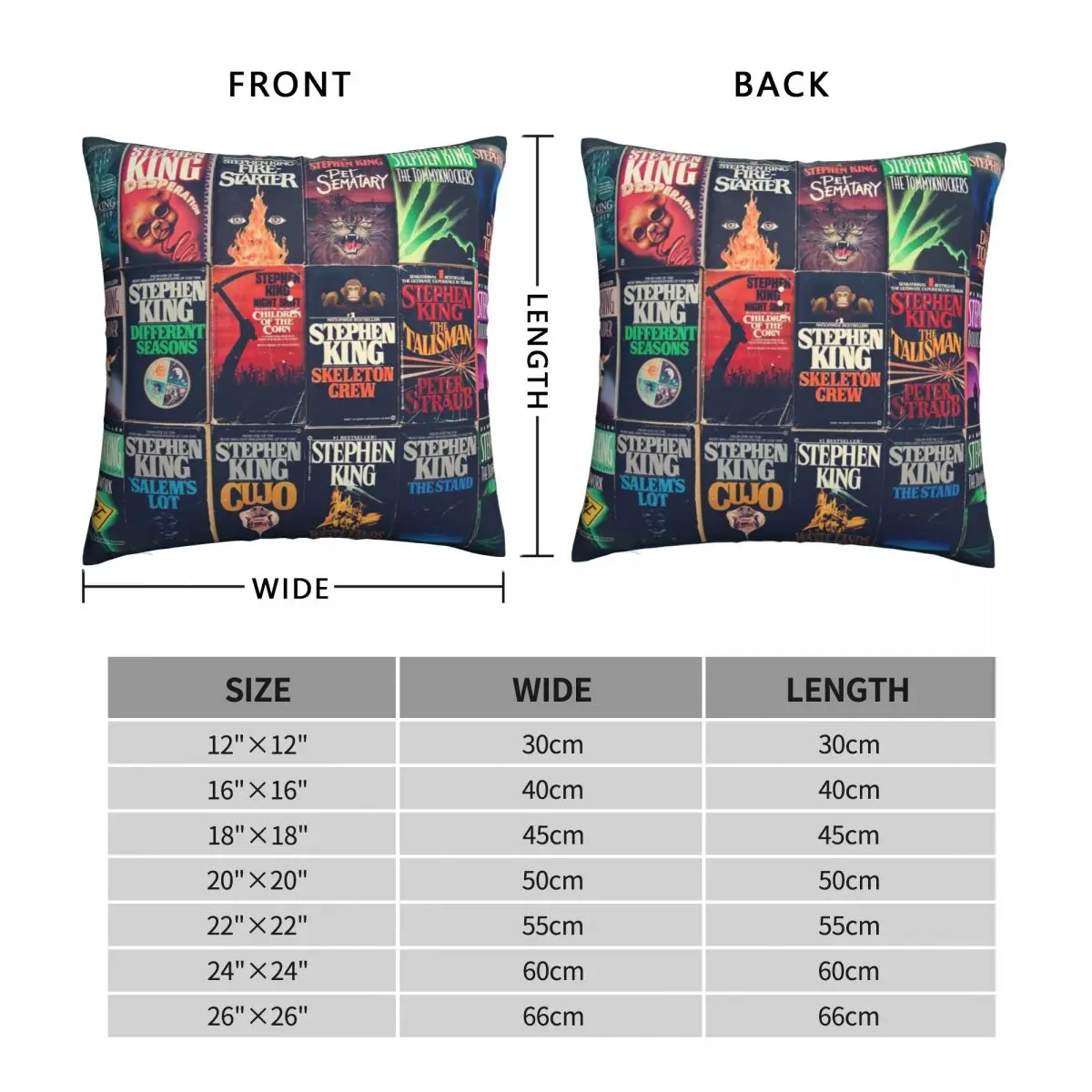 Stephen King Book Fronts Square Pillowcase Polyester Linen Velvet Creative Zip Decor Room Cushion Cover Wholesale