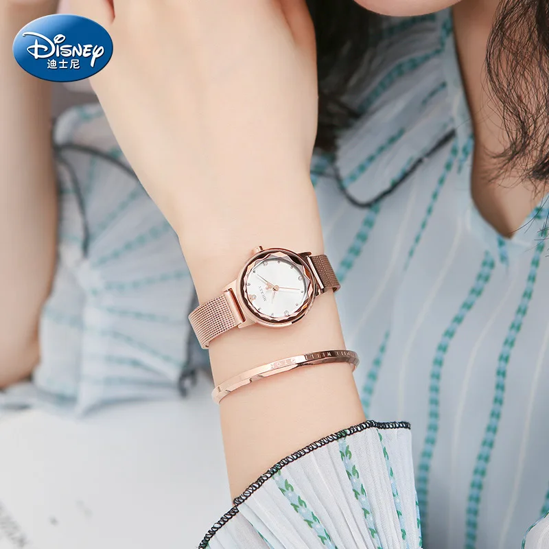 Disney Mickey Mouse Cartoon Luxury Starry Rhinstone For Women Watch New Female Crystal Analog Quartz Wristwatch Lady Dress Clock
