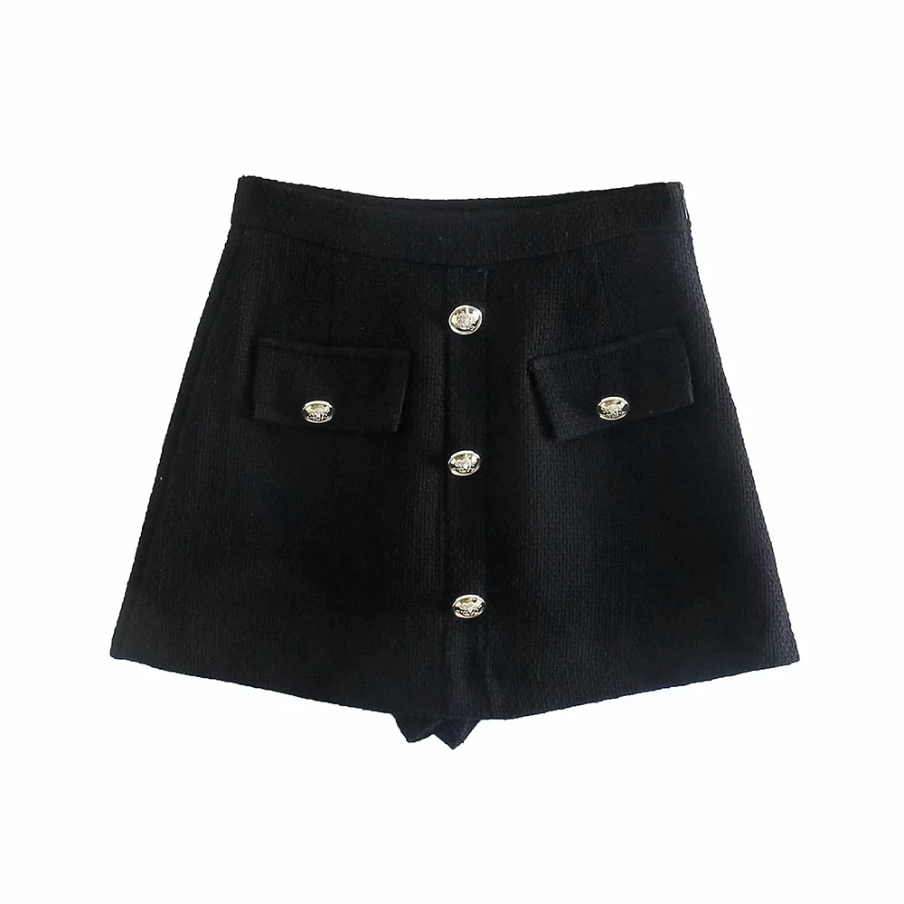 xikom 2021 Tweed Women Two-piece Set Black Vintage Office Lady Single Breasted Blazer Female Casual Slim High Waist Shorts Suit