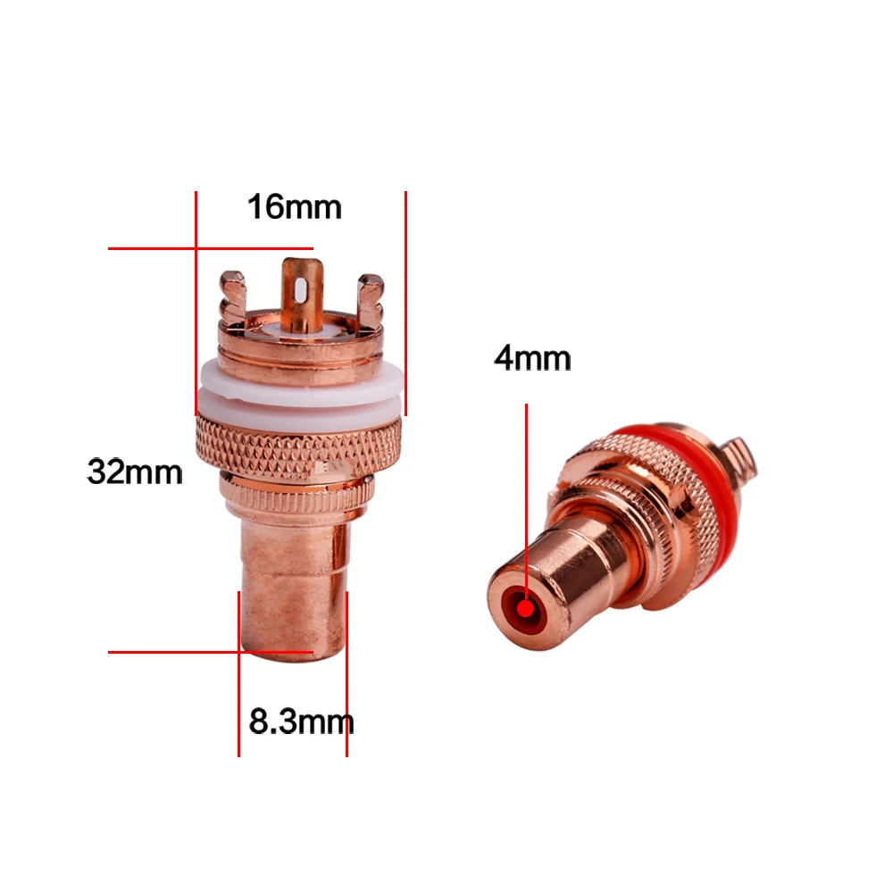 YYAUDIO DIY Set of 4 Quality Rca Plug red copper plated RCA Plug Socket Connectors YY-816-U for CD Player Free Shipping