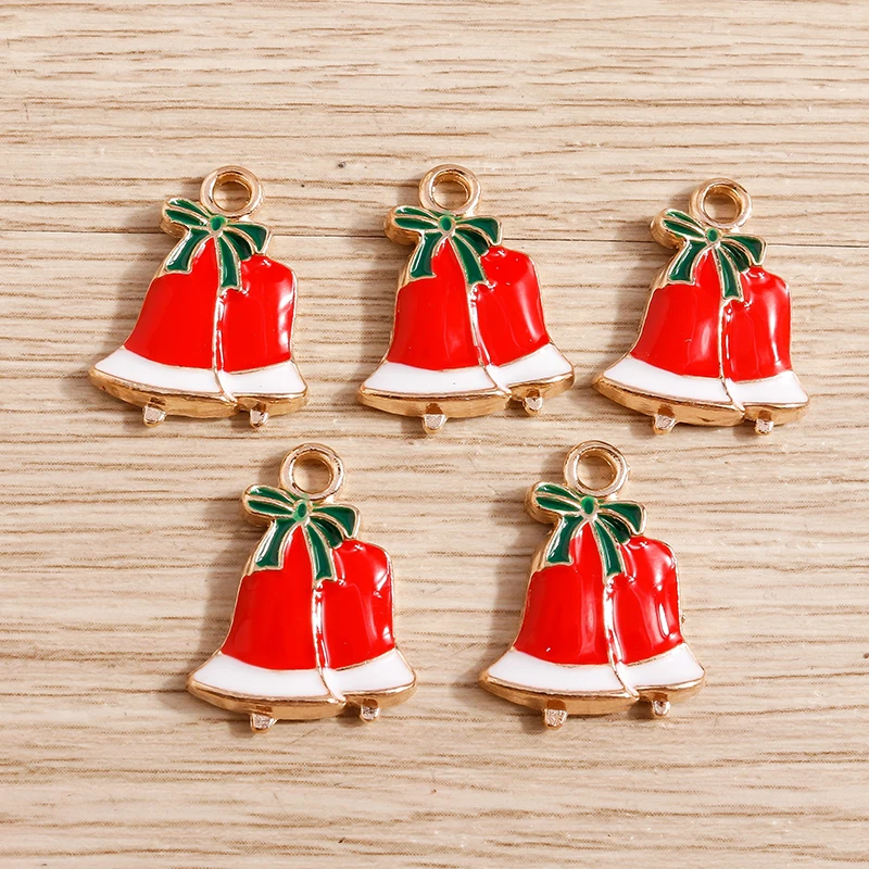 10 Stück Emaille Charms Weihnachten Charms für Schmuckherstellung Tier Hirsch Weihnachtsmann Baum Glocke Charms Anhänger für DIY Halsketten Geschenk – Detail 15
