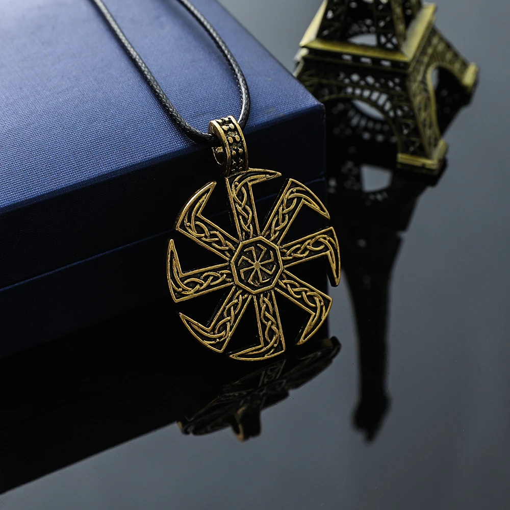 Viking Kolovrat Slavic Symbol Of The Sun Pendant Necklace Stunning Ornament Unique Pagan Jewelry Rope Chain Necklaces For Men