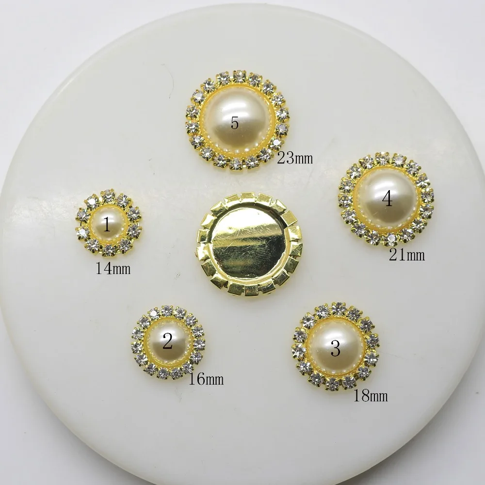 10Pcs/Lot Gold Multi size Ivory pearl Diy Accessories No Scratched Wedding Decoration Bow Flower Metal Flatback Brass wholesale