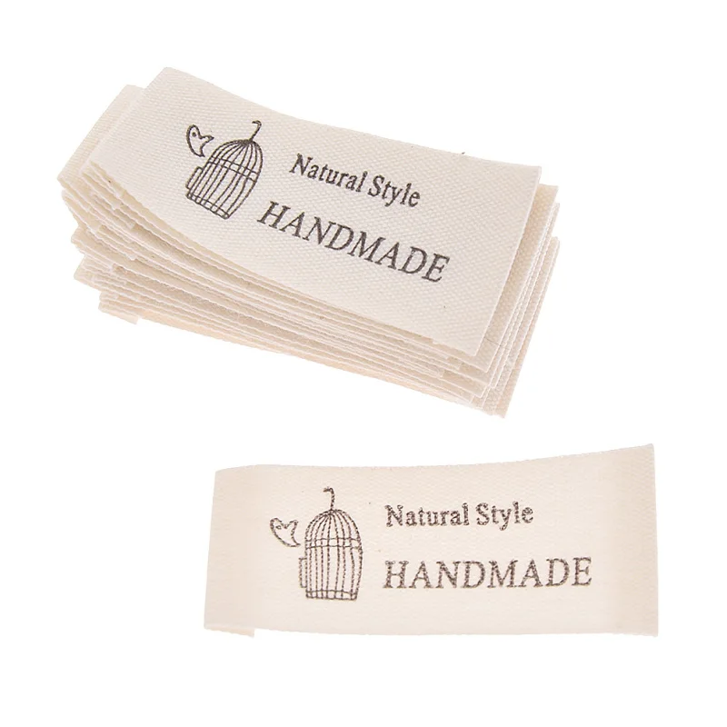 50pcs/pack Handmade Washable Cloth Woven Sewing Craft Labels DIY Colthes Bags Shoes Tags Decoration Accessories