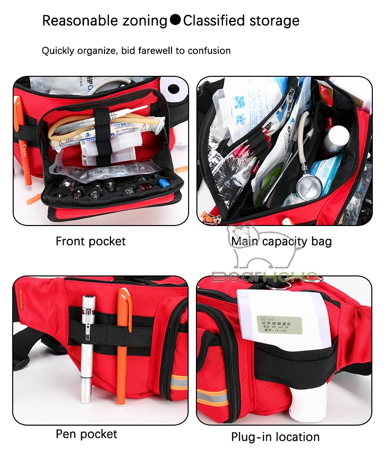 Empty First Aid Bag Emergency Kit Rescue Waist Bag For Sports Camping Travel Nurse Medical Supplies Storage Bag Tools Organizer