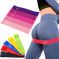 5-Pack Resistance Loop Bands Set Fitness Exercise Band Strength Training Pilates  for Legs and Glutes Pink Gradient Carry Bag