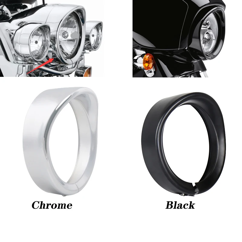 

Motorcycle Headlight Trims For Harley Touring Road King Electra Glide 7" Headlamp Trim Ring Visor Bezel Style Moto Accessories