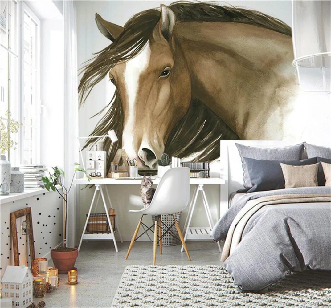 beibehang custom papel de pared 3D Nordic horse mural TV background wall paper for living room decoration sofa home improvement