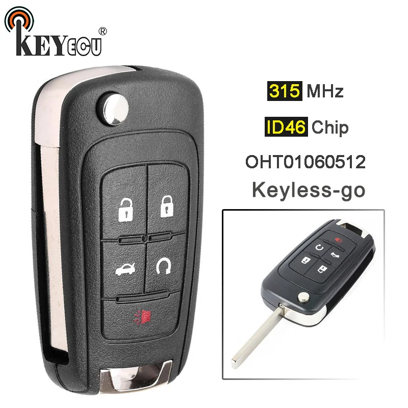 

KEYECU 315MHz ID46 Chip OHT01060512 Keyless-Go Flip Remote Key Fob for Chevrolet Buick Lacrosse Encore Regal Verano 2011-2016