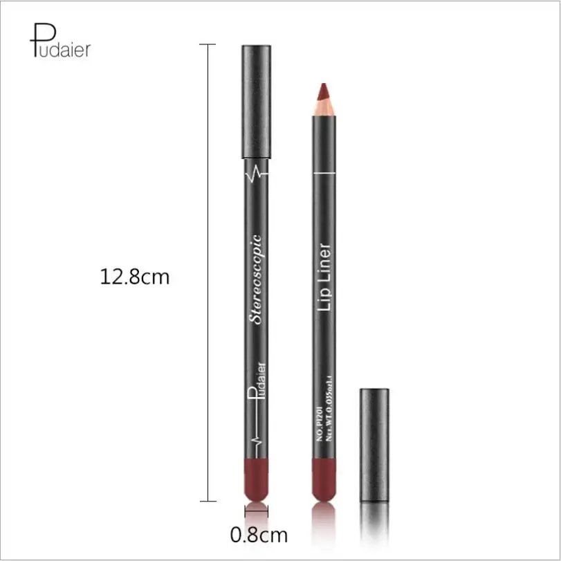 12 Pz/set Sexy Opaco Lip Stick Lipliner Lip Liner Matita Opaco Nude Lipliner Pen Set Strumento di Trucco di Bellezza Cosmetico T0307