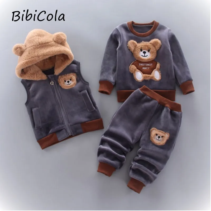 Autumn Winter Little Girls Clothing Sets Plus Velvet Kids Girls Clothes 3Pcs Outfit Little Girls Warm Suit Christmas Clothes