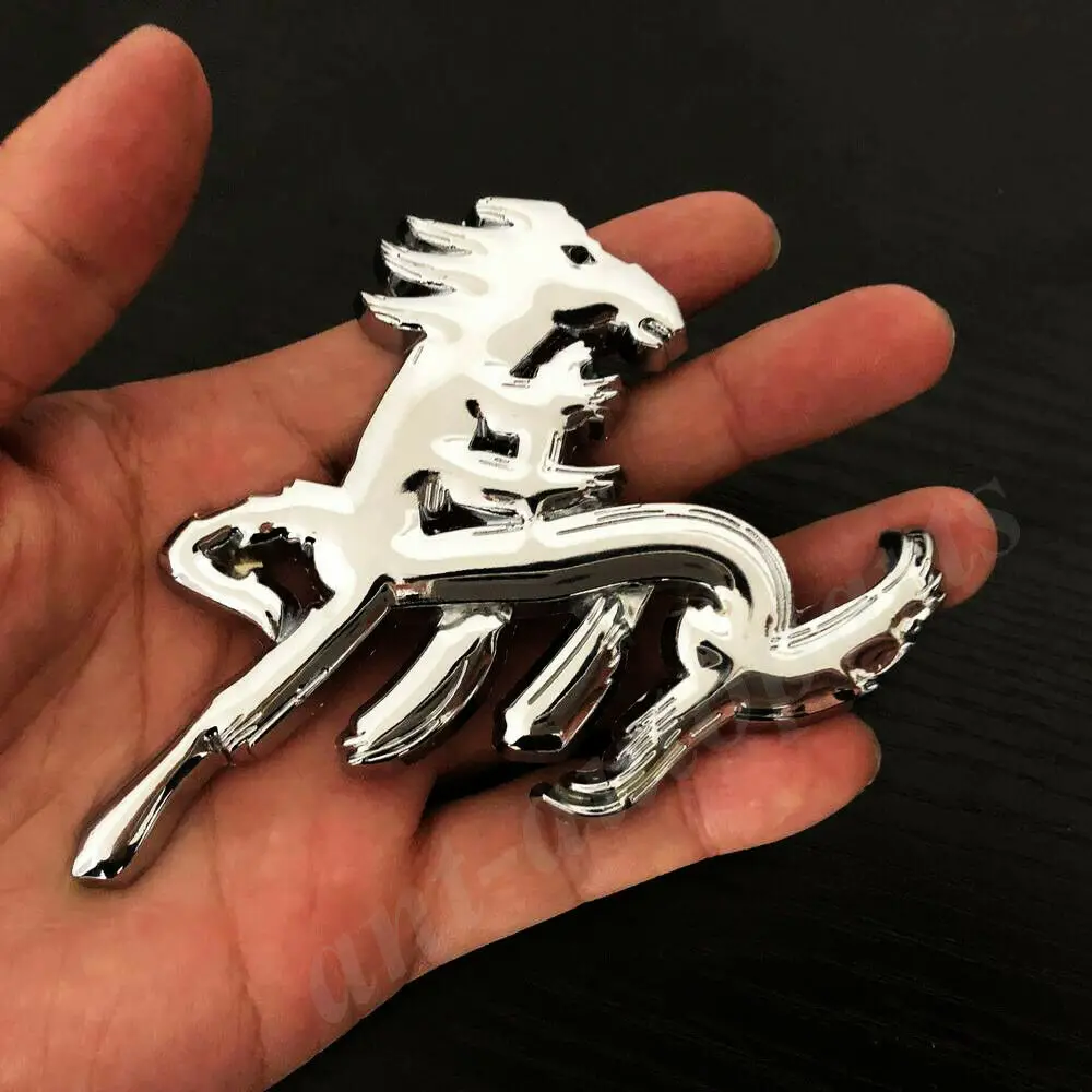 Metal Chrome Chinese Character Runing Horse Pony Car Front Grille Emblem Badge