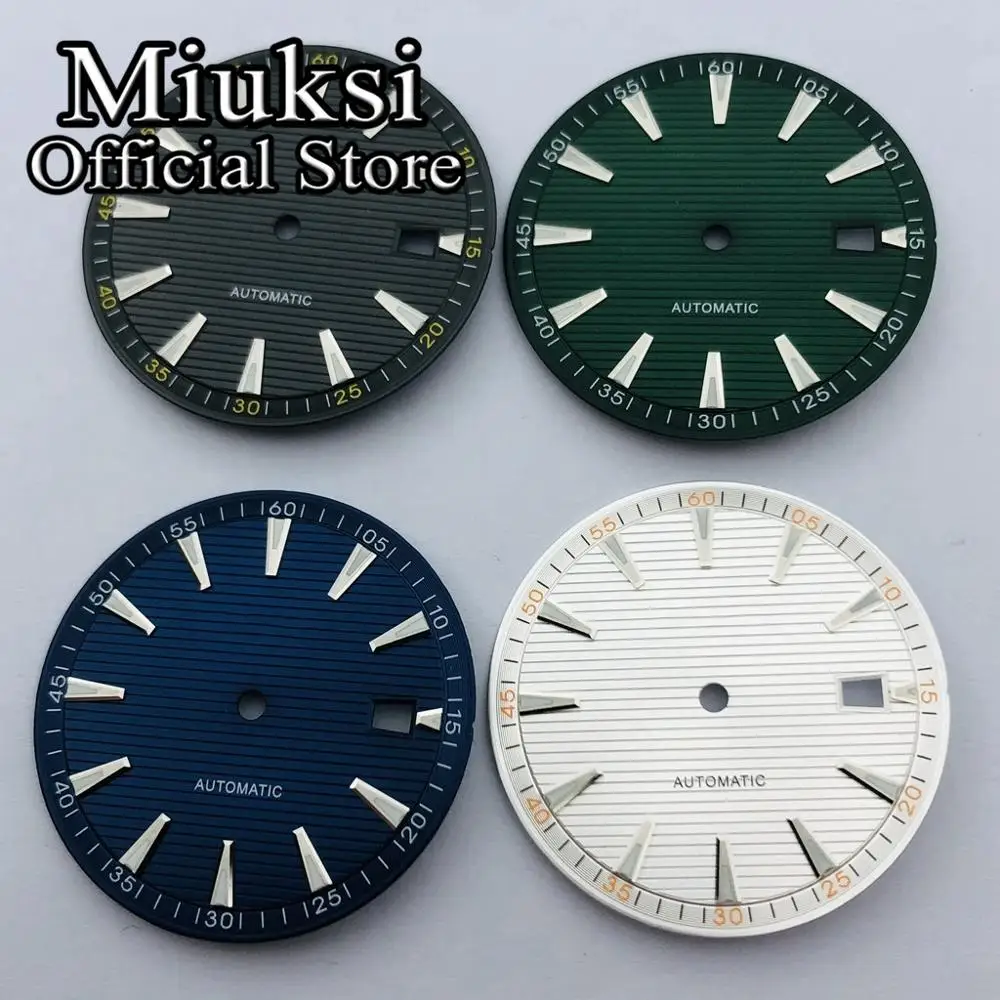 Miuksi 33.3mm czarne niebieskie zielone srebrne tarcza zegarka świecąca tarcza pasuje do ruchu NH35