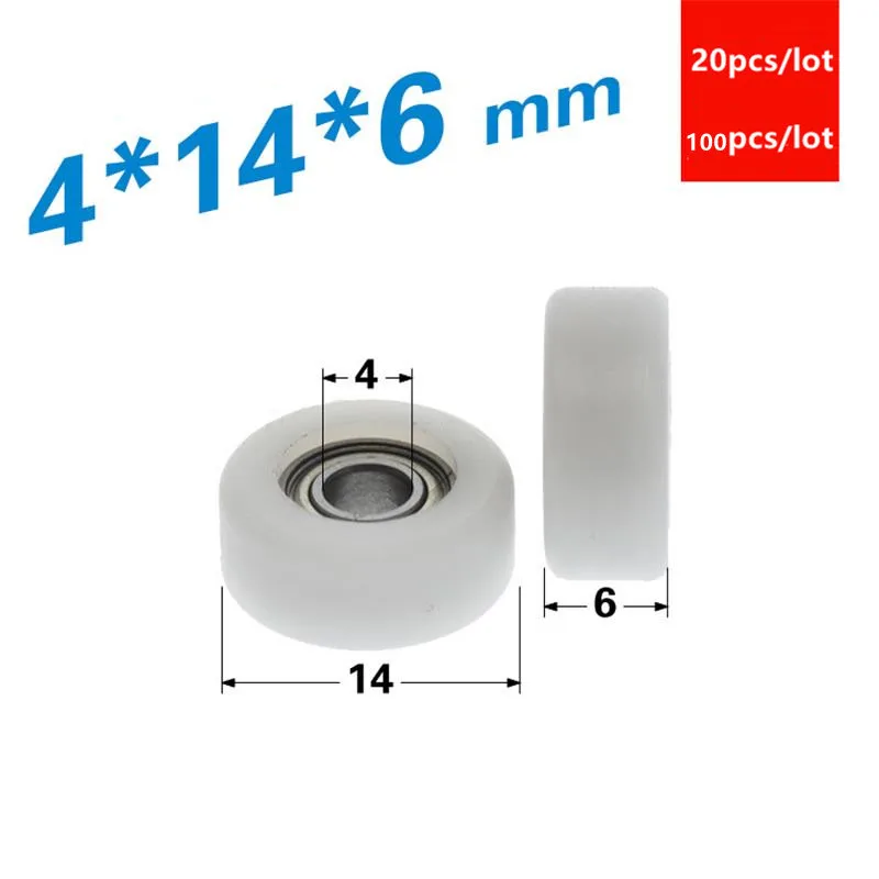 

20pcs/100pcs 4*14*6mm 684ZZ 684 bearing POM plastic coated pulley flat wheel engineering plastic roller 4x14x6