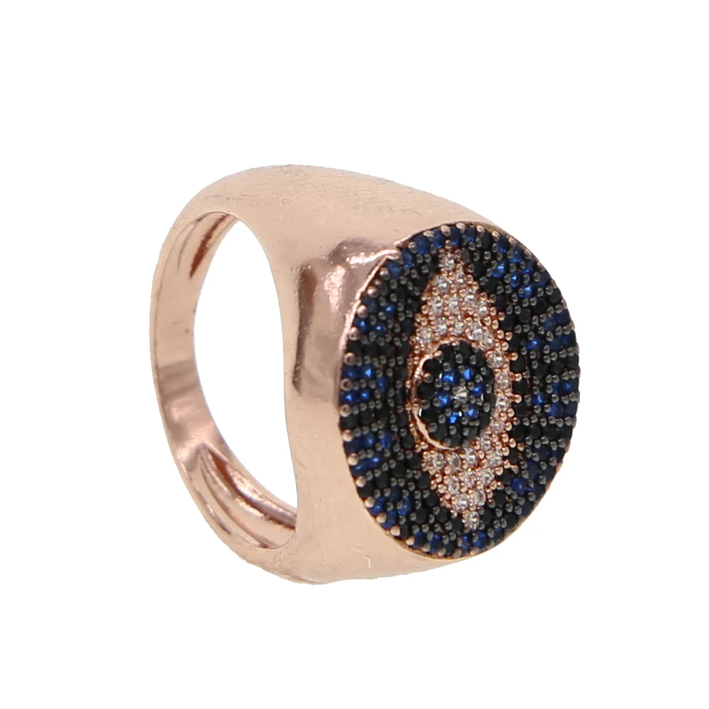 Розовый золотой цвет на удачу evil eye blue cz кольцо вечности группа engaement лента милая очаровательная девушка женщины циркония сглаза палец кольца