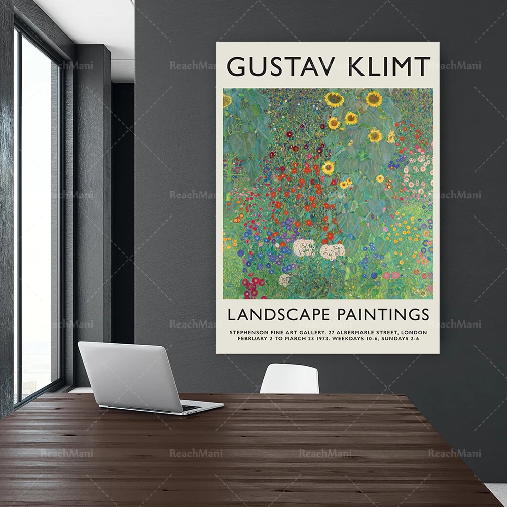 Gustav Klimt Exhibition Poster - Museum Quality Print - Sunflowers Painting - Vintage Wall Art Decor - Art Nouveau Poster