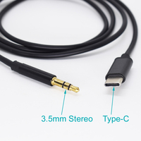 1pc 1M/3.3ft USB C Type C to 3.5mm Male Stereo Audio Aux Cord Cable Black White