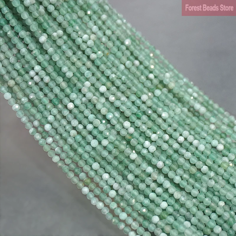 

Faceted Green Aventurine Beads DIY Jewelry Making Natural Stone Round Loose Beads for Bracelet Accessories 15'' Strand 2mm/3mm