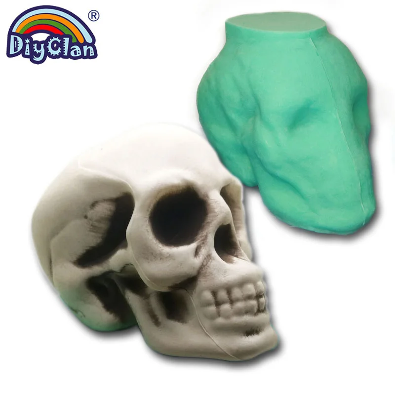 3D Halloween Skull Chocolate Silicone Mold Creativity Skull Head Handmade Soap Candle Mould Cake Tools For The Kitchen Baking