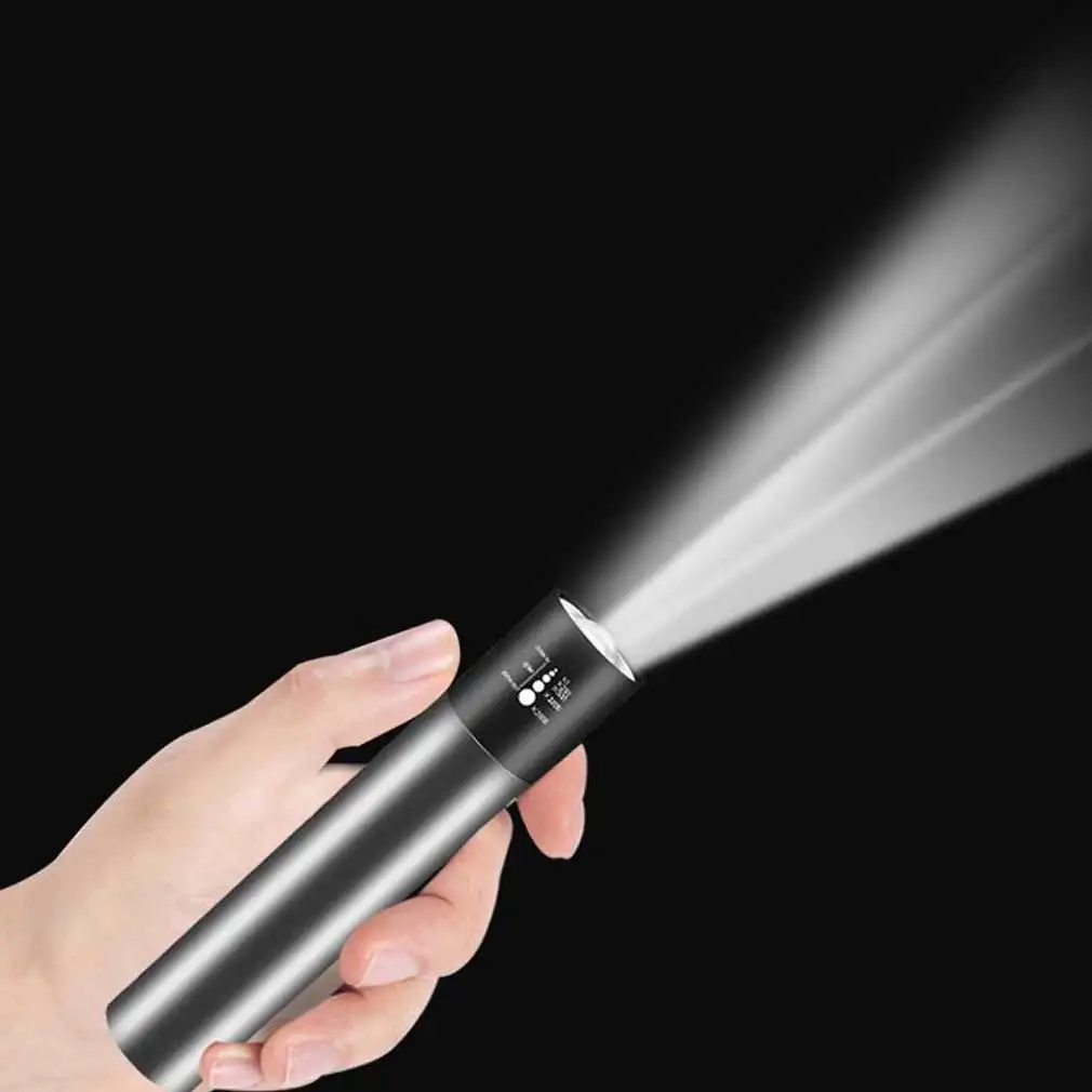 USB Rechargable Flashlight Mini LED Waterproof Torch Telescopic Zoom Portable Night Lighting for Outdoor camping hiking