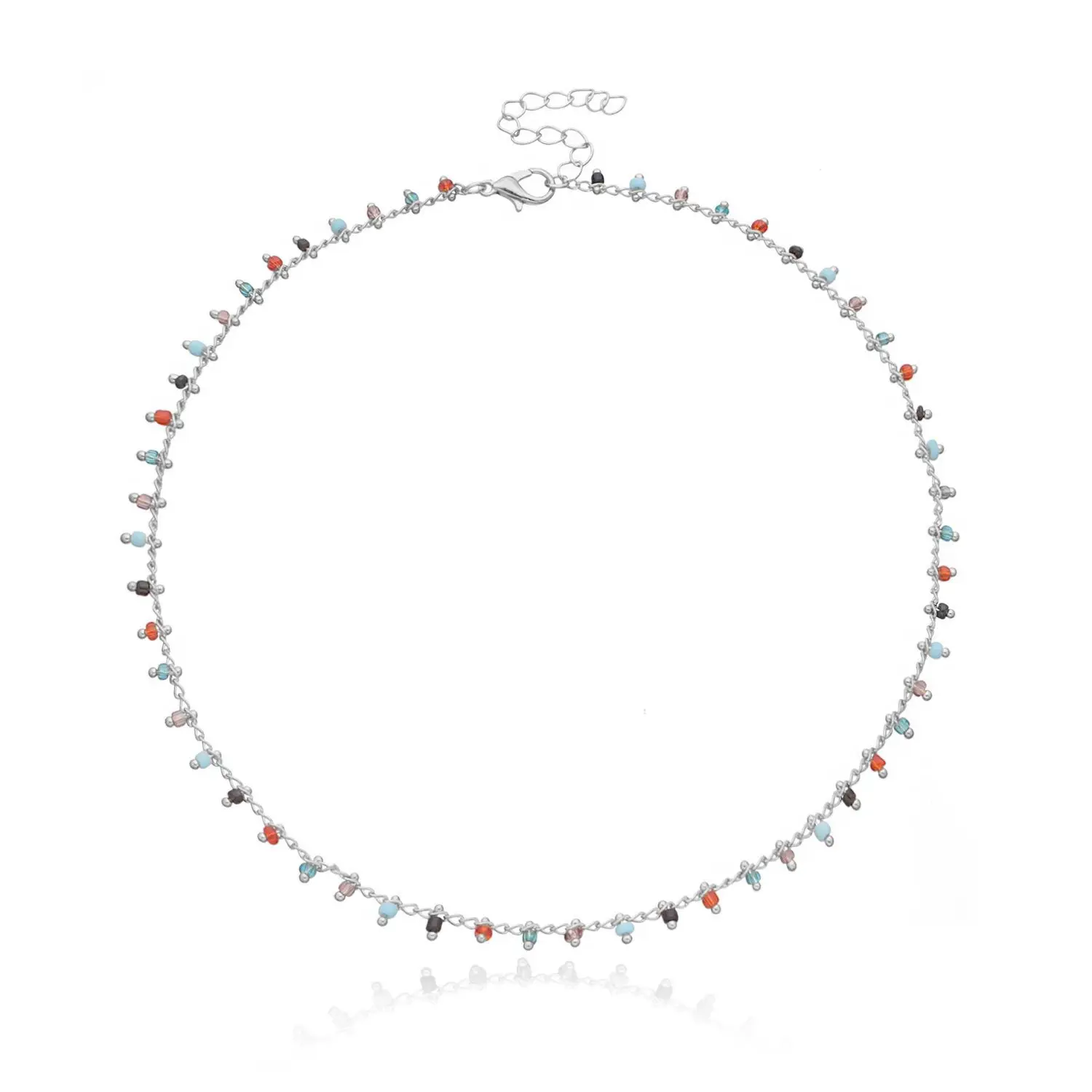 Böhmische bunte Acryl-Kristallperlen-Quasten-Choker-Halskette, einfacher Trend, handgemachte Perlenkette für Frauen, Geschenk-Schmuck. – Detail 5