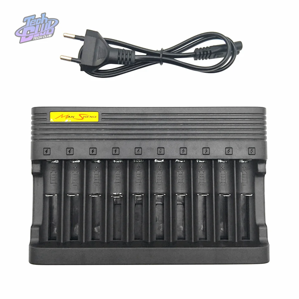 18650 Battery Charger EU 10slots Lithium Charge14500 16350 18500 USB Output Li-ion Rechargeable Battery Charger Power Supply