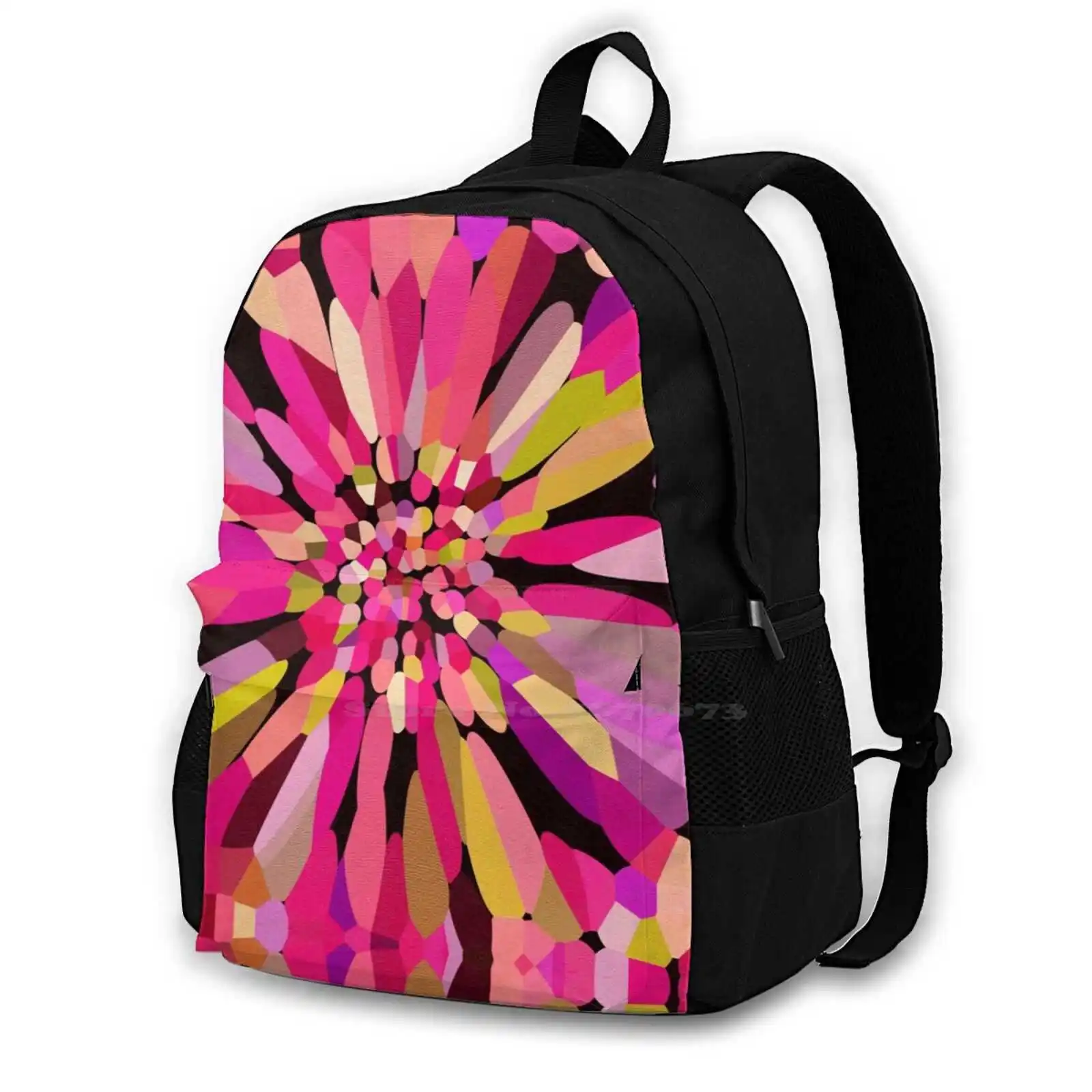 Pink Confetti Flower Pattern Design Bagpack School Bags Flower Pink Floral Red Purple Orange Green Lavender Wine Black