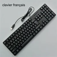 Teclado español, francés, ruso, árabe, con letras, teclado para juegos, con cable Usb, 104 teclas para ordenador