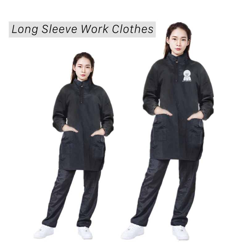 

Pet Shop Grooming Long Overalls Long Sleeve Dog Cat Bath Waterproof Work Clothes Anti-static Beautician Apron Custom LOGO G0204