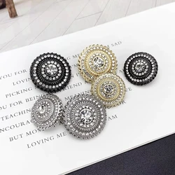 10pcs/lot Luxury Diamond Metal Button for Shirt Black Gold Silver Shank Buttons for Clothing Fashion Rhinestone Buttons for Coat