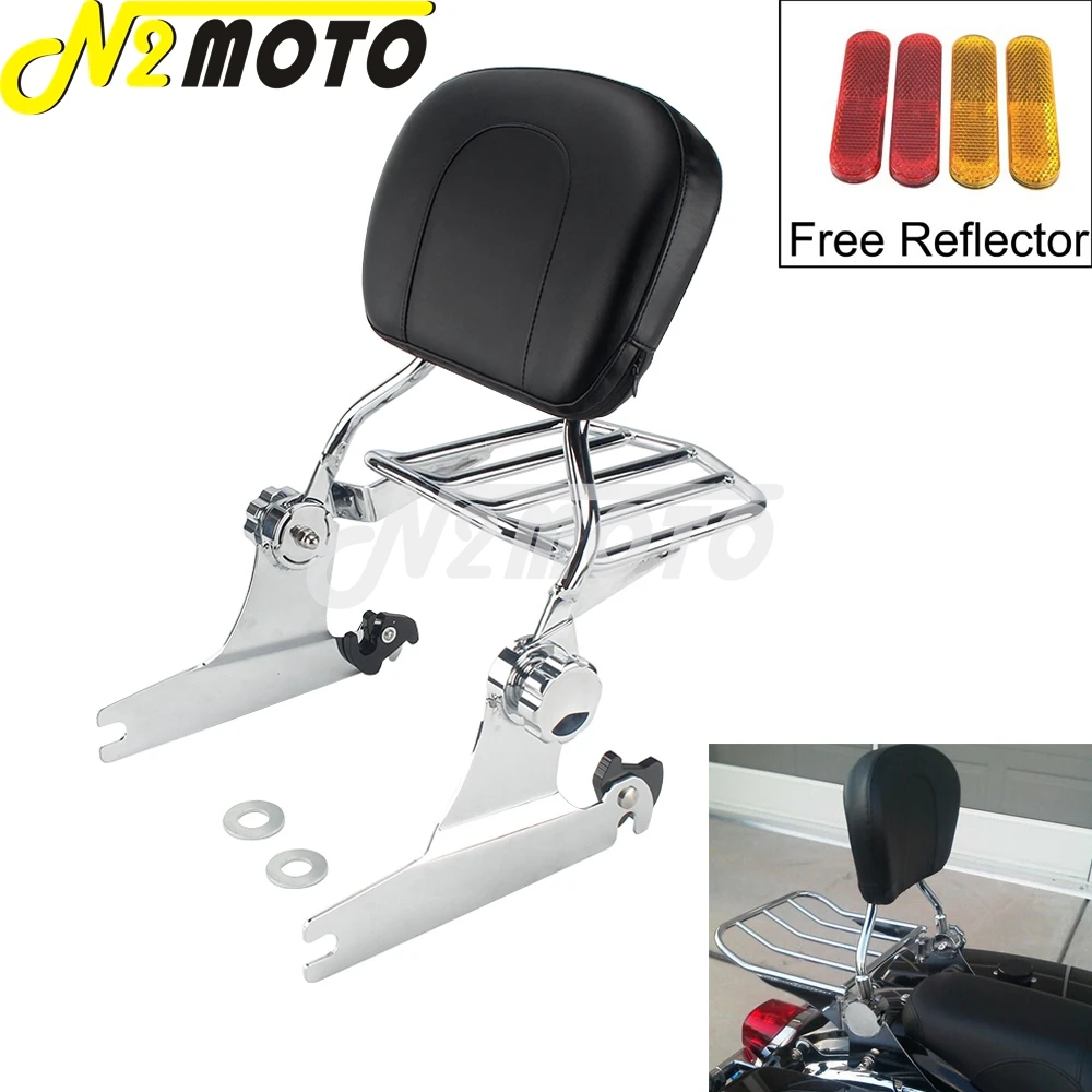 

Chrome Detachable Backrest Sissy Bar Luggage Rack For Harley Softail CVO Deluxe Hard Candy Custom Anniversary FLSTN 2005-2015