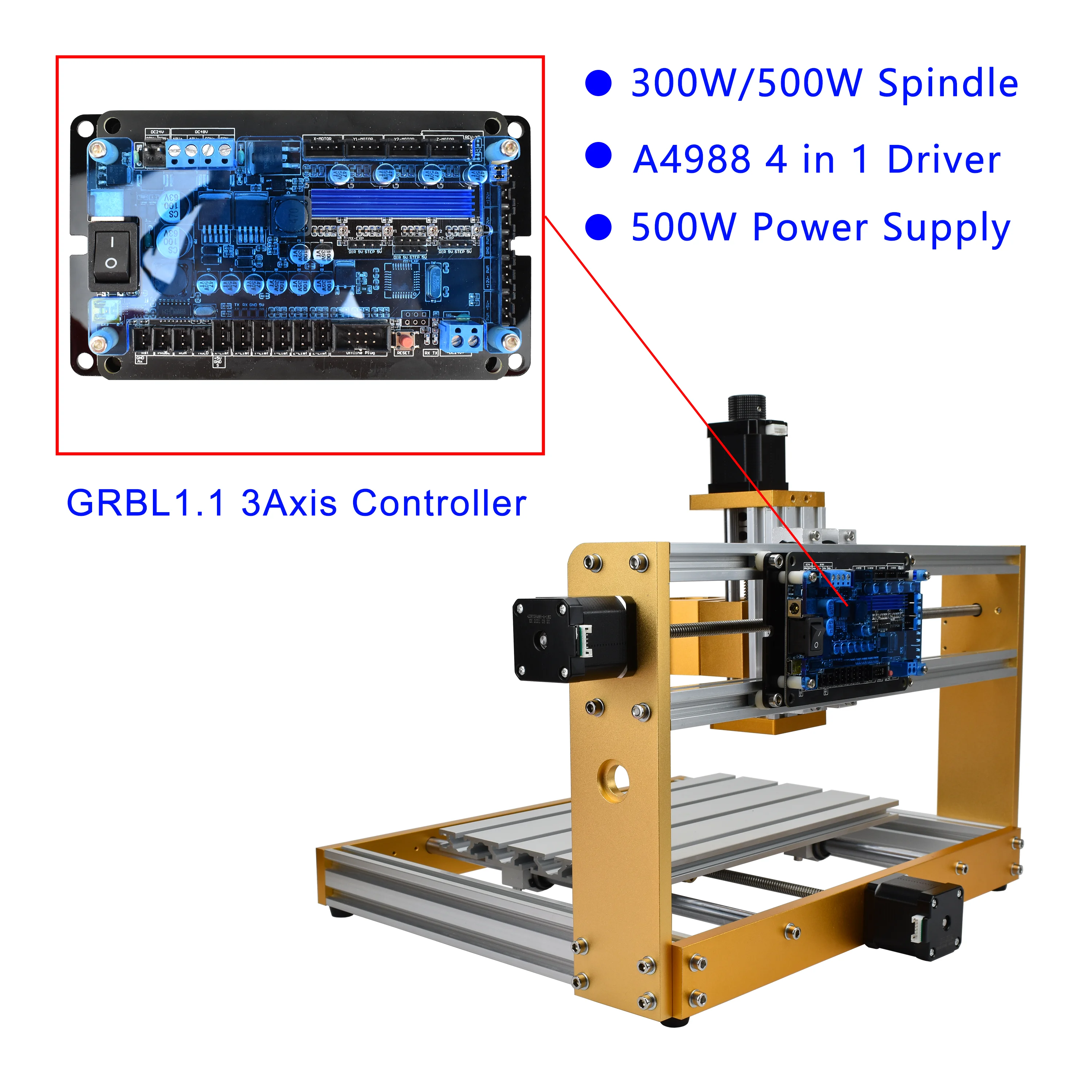 Контроллер GRBL1.1 CNC3018, 3-осевая плата драйвера, поддержка офлайн XYZ 500 Вт/300 Вт, шпиндель для лазерного гравировального станка с ЧПУ