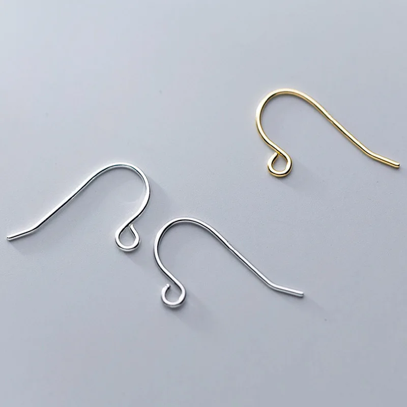 1pair 100% 925 Sterling Silver Simple Earring Hooks Dia 0.7mm Hypoallergic S925 Wire Ear Hook Components DIY Fine Jewelry Making