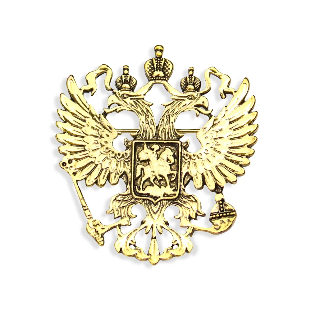 Vintage Eagle Brooch Alloy Russia Emblem Lapel Pins Suit Badge Corsage Jewelry Brooches for Women Men Clothing Accessories Gifts